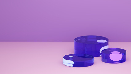 Blue liquid glass pedestal. Product display podium background. 3d rendering mockup.