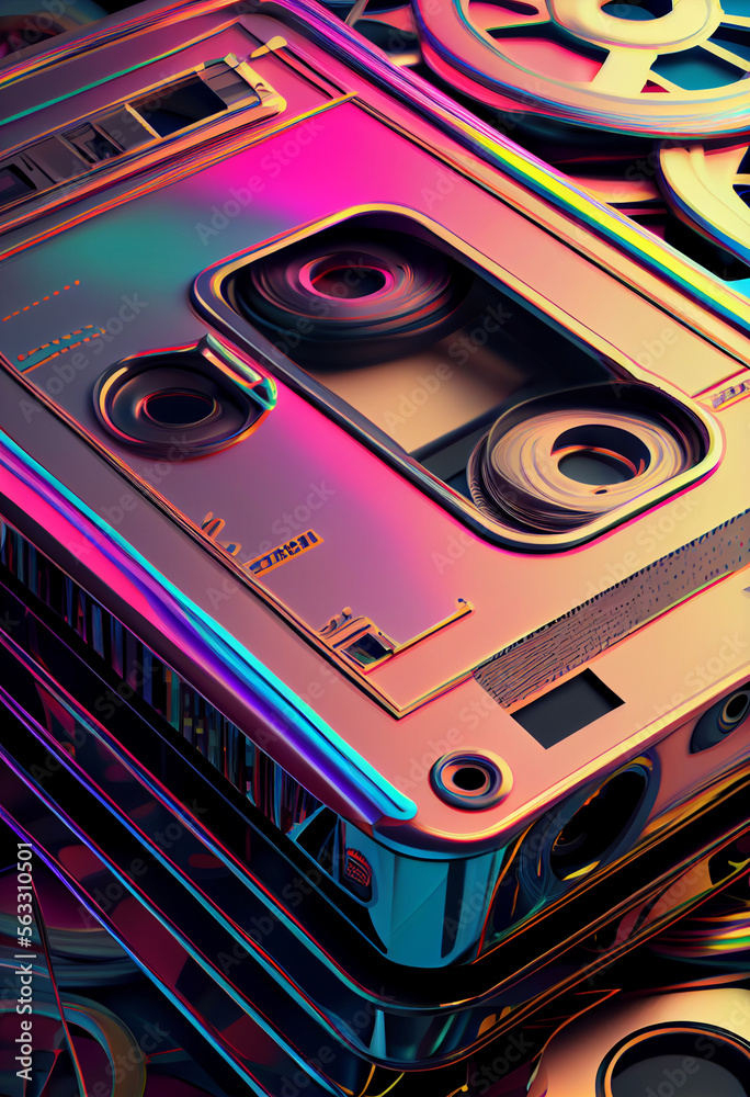 Poster Minimalism Transparent Cassette retro style concept. 