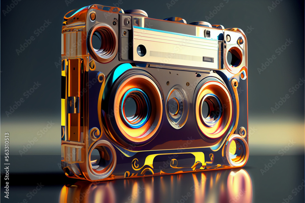 Poster minimalism transparent cassette retro style concept.