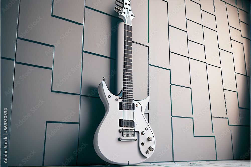Aufkleber minimalism electric guitar retro style concept. creative concept of retro style. background pattern 