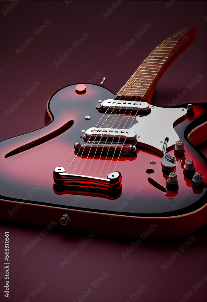 Poster Minimalism  Electric Guitar retro style concept. Creative Concept Of Retro Style. Background pattern for design