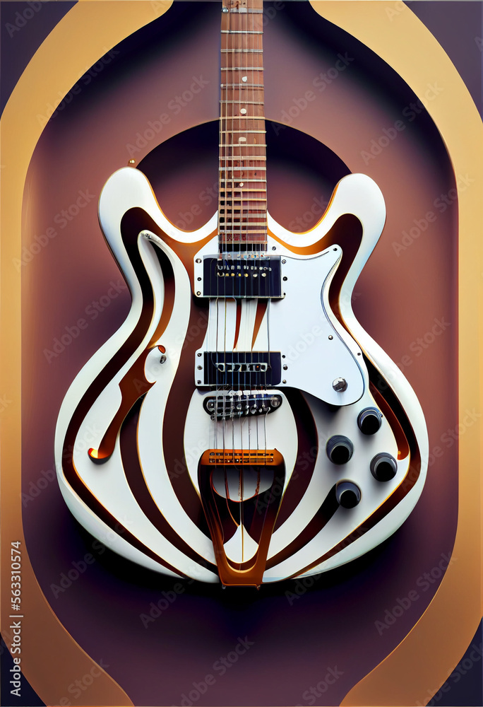Poster Minimalism  Electric Guitar retro style concept. Creative Concept Of Retro Style. Background pattern for design