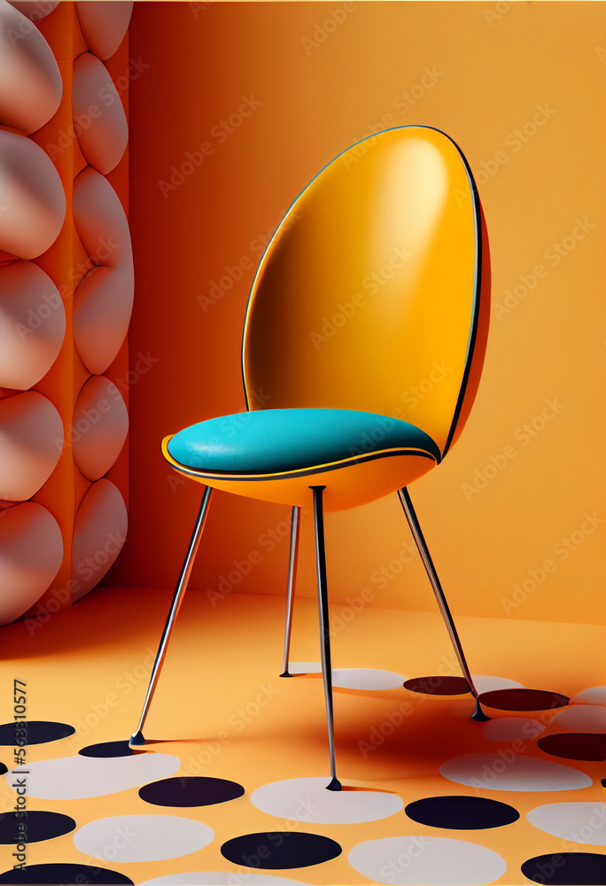 Poster Minimalism chair retro style concept. Background pattern for design. 