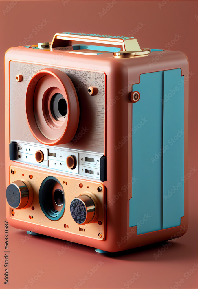 Poster Minimalism Old Audio Recorder retro style concept. Background pattern for design.