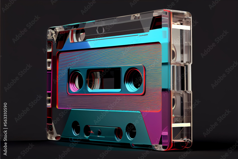 Poster minimalism transparent cassette retro style concept.