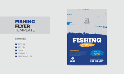 Fishing contest flyer template editable fishing poster design 