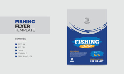 Fishing contest flyer template editable fishing poster design 