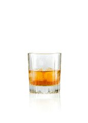 isolated glass  of whiskey with ice