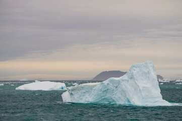 Icebergs at the Antarctica, climate change, glaciers melting.