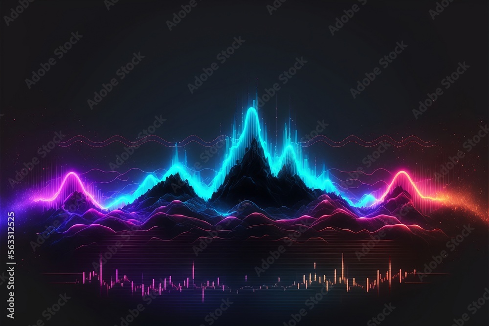 Poster abstract sound waves. frequency audio waveform, music wave hud interface elements, voice graph signa