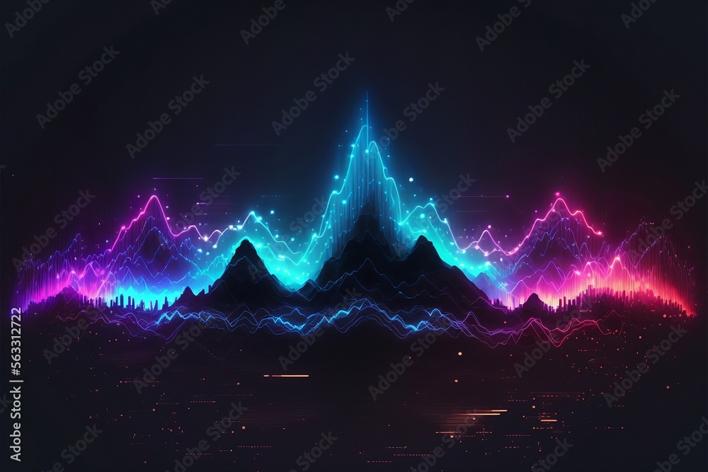 Fototapete Abstract Sound waves. Frequency audio waveform, music wave HUD interface elements, voice graph signal cyberpunk, Generative ai
