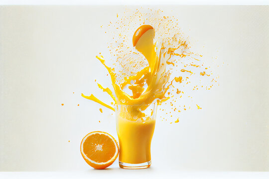 Orangensaft spritzt im Glas - Generative Ai