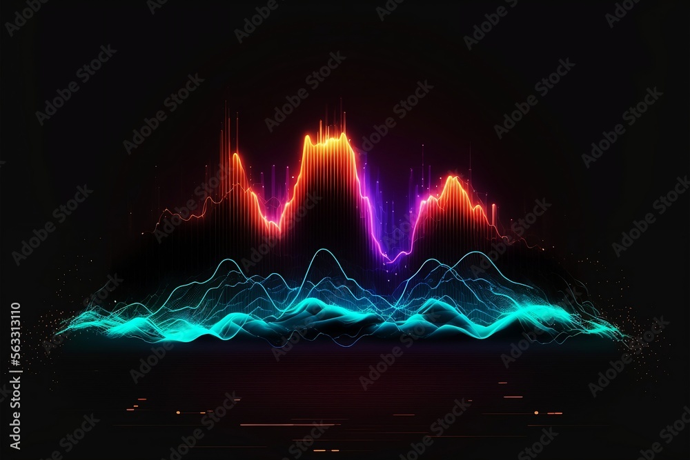 Poster abstract sound waves. frequency audio waveform, music wave hud interface elements, voice graph signa