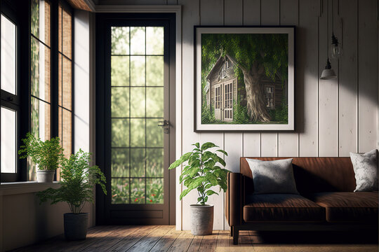 Interior housing series - indoor architecture picture - apartment, decoration living room background wallpaper created with Generative AI technology