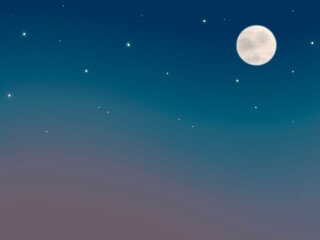 Obraz na płótnie Canvas マジックアワーの星空と満月の背景　壁紙