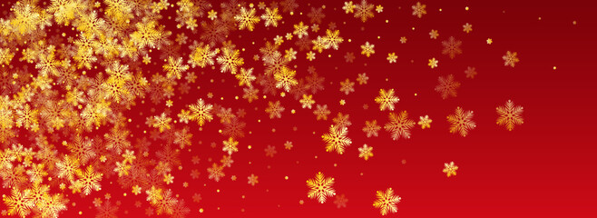 White Snow Vector Panoramic Red Background. Light