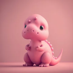 Crédence de cuisine en verre imprimé Dinosaures Pink dino,  rose colored dinosaurus or dragon, Cute pastel pink dino, on an onfocused bokeh background banner, created with generative ai 