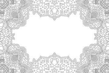 Line art for valentine coloring book with border