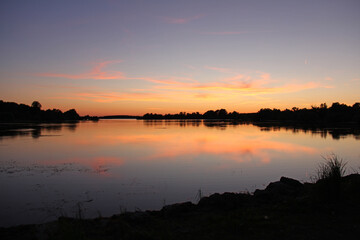 Sunset on the Lake of Der Champage Grand Est France