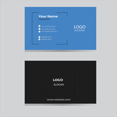 Blue and black color clean creative designable presentation digital business card. Clean concept advertisement simple and unique layout visiting card.