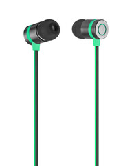 acoustic wired headphones, isolated on white background