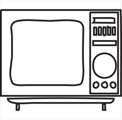 Vector, Image of television icon, black and white in color, with transparent background