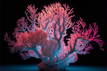 Corals on a dark background, generative ai