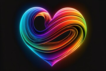 A neon-lit heart, generative ai