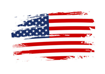 US grunge flag. American national symbol. USA old grungy texture. Vector illustration.