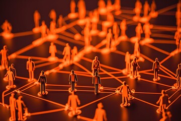 A neon-lit orange business network, generative ai