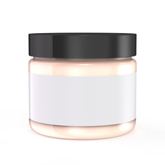 Cosmetic jar 3D render for mockup on white background