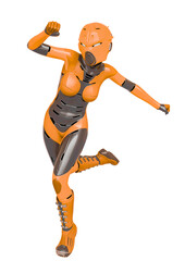 Fototapeta premium super soldier female doing a comic run