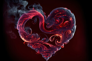 unique, digital, art, valentine's, love, heart, red, smoke, 