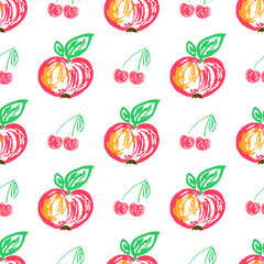 Seamless pattern. Children's drawings with wax crayons