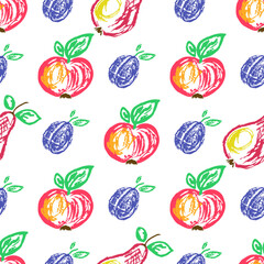 Seamless pattern. Children's drawings with wax crayons