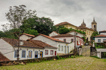 Fototapeta na wymiar colonial architecture of Ouro Preto historic city, in Minas Gerais, Brazil