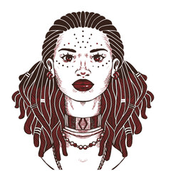 Young woman portrait, vector hand drawn illustration
