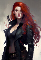 The pledge killer - girl with gun - AI generative