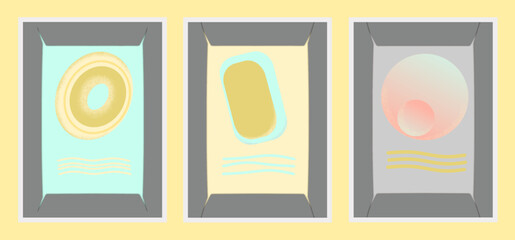 Geometric minimalist art illustration.Vector pastel background design.