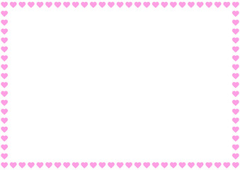 ハートのフレーム　ピンク　A4サイズ
