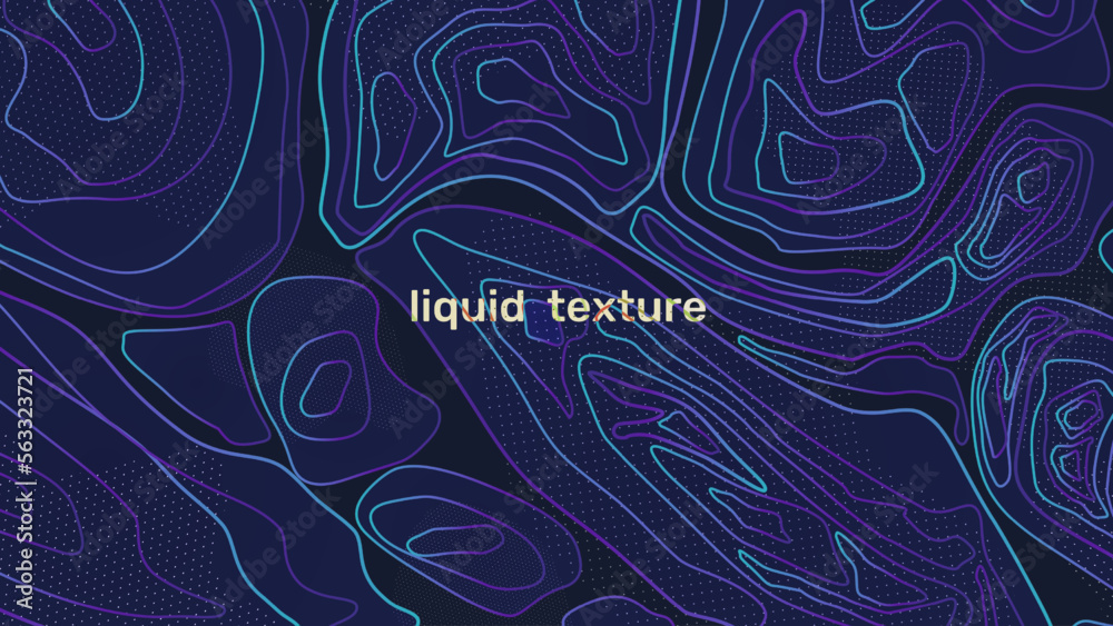 Poster topography gradient texture. liquid pattern. modern memphis fluid dark art. geometric marine bottom 