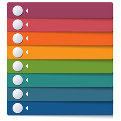 Template for Infographics from color strips for 8 options for banner, business processes, workflow, diagram, flowcharts. Isolated