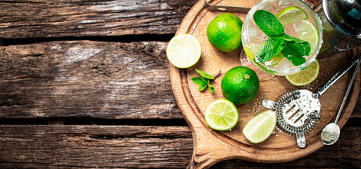Margarita with pieces of lime. 