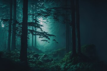 A dreamy and misty forest scene with a peaceful and serene atmosphere, perfect for a nature hike or a tranquil escape generative ai