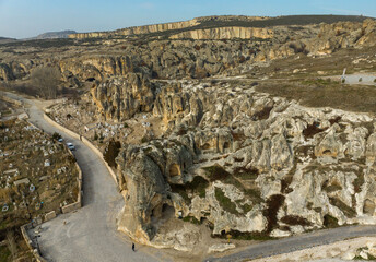 Phrygian Valley (Frig Vadisi). Ruins from thousands of years ago. Ancient caves and stone houses in...