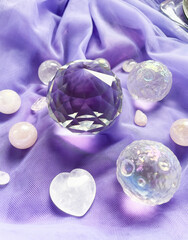 Background Healing minerals, crystal, diamond, stones, moon crystals. The practice of magic spells and cleansing. Crystal Ritual, Witchcraft