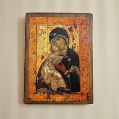 Icon of the Mother of God of Vladimir on the wall