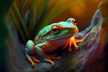 Naklejka premium Frog created using MidJourney generative AI