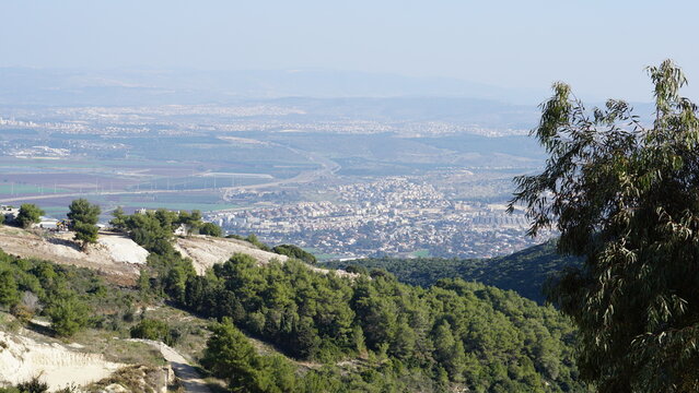 The view of the valley from the village Isfiya in the Mount Carmel Area in Israel in the month of December