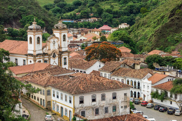 Fototapeta na wymiar colonial architecture of Ouro Preto historic city, in Minas Gerais, Brazil